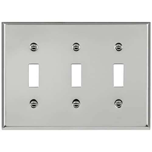 Polished Chrome 3-Gang Stainless Steel Toggle Light Switch Wall Plate