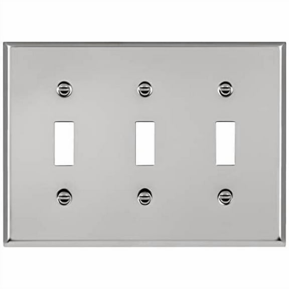 ENERLITES Toggle Light Switch Metal Wall Plate, Stainless Steel, Corrosion Resistant, Size 3-Gang 4.50" x 6.38", 7713-PC, Polished Chrome, Silver