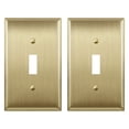 thumbnail image 1 of ENERLITES Toggle Light Switch Metal Wall Plate, Stainless Steel Switch Cover, Corrosion Resistant, Standard Size 1-Gang 4.50" x 2.76", 7711-BB-2PCS,Stainless Steel 201, Brushed Brass, Gold, 2 pack, 1 of 6