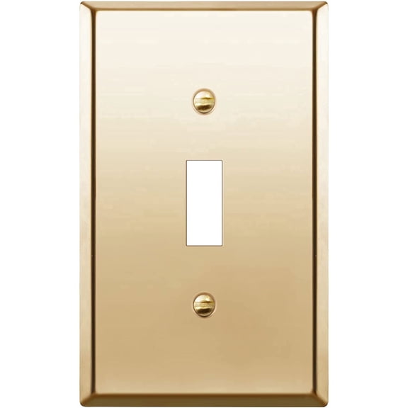 ENERLITES Toggle Light Switch Metal Wall Plate, Stainless Steel Switch Cover, Corrosion Resistant, Standard Size 1-Gang 4.50" x 2.76", 7711-PB, Polished Brass, Gold