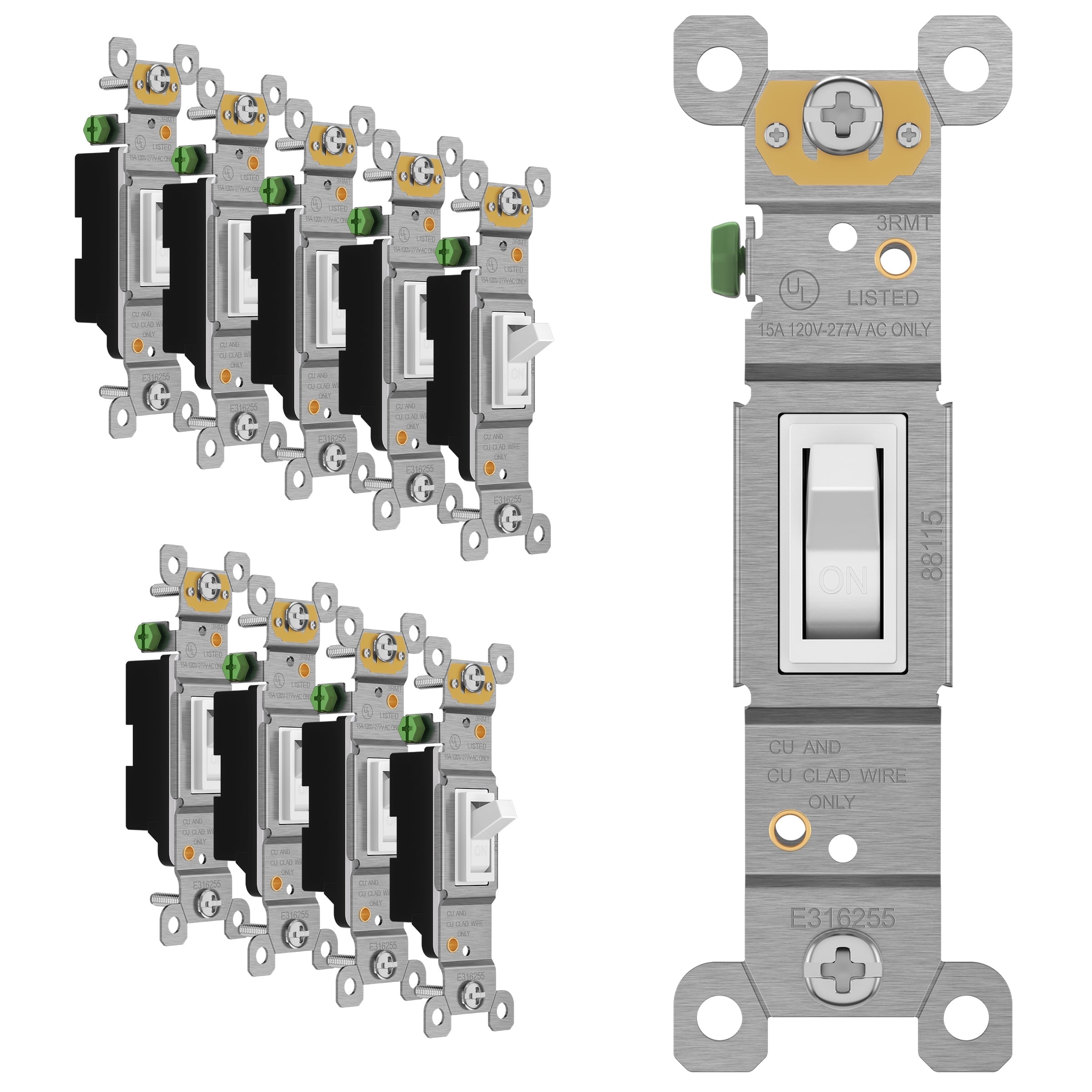 Enerlites, Toggle Light Switch, 88115, Single Pole, 15A, 120-277V