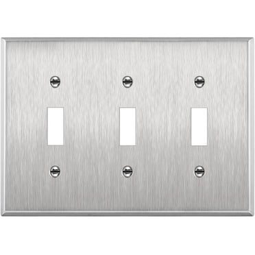 ENERLITES Toggle Light Switch Stainless Steel Wall Plate, Metal Corrosive Resistant Cover for Rotary Dimmers and Lights Switches, 3-Gang 4.50" x 6.38", 7713, 430 Stainless Steel, UL Listed, Silver