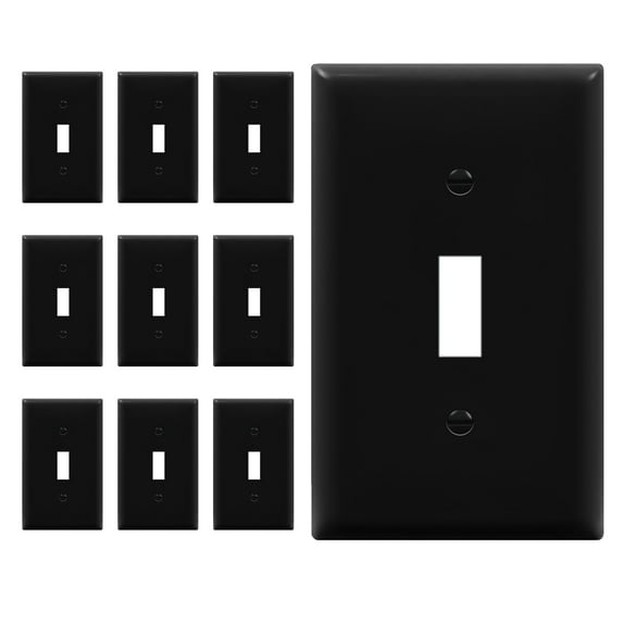 ENERLITES Toggle Light Switch Wall Plate, 1-Gang, Unbreakable Polycarbonate Thermoplastic, 8811-BK-10PCS, Glossy Black, 10 Pack