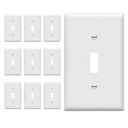 ENERLITES Toggle Light Switch Wall Plate Cover, Size 1-Gang, Unbreakable Polycarbonate Thermoplastic, 8811-W-10PCS, White (10 Pack)