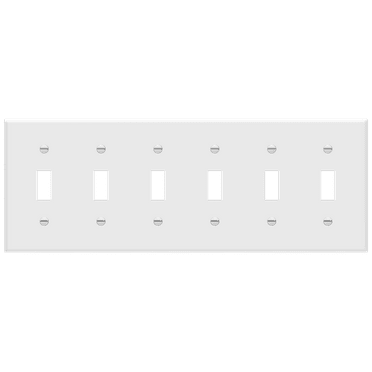 ENERLITES Toggle Light Switch Wall Plate, Gloss Finish, 6-Gang, Unbreakable Polycarbonate Thermoplastic, UL Listed, White