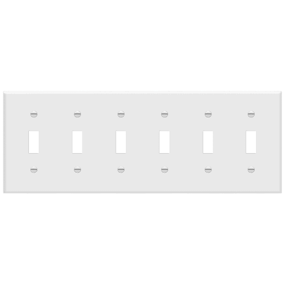 ENERLITES Toggle Light Switch Wall Plate, Gloss Finish, 6-Gang, Unbreakable Polycarbonate Thermoplastic, UL Listed, White