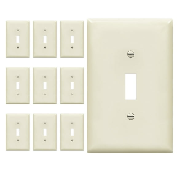 ENERLITES Toggle Light Switch Wall Plate, Gloss Finish, Mid-Size 1-Gang 4.88" x 3.11", Unbreakable Polycarbonate Thermoplastic, UL Listed, 8811M-LA-10PCS, Light Almond, 10 Pack