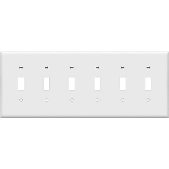 ENERLITES Toggle Light Switch Wall Plate, Gloss Finish, Mid-Size 6-Gang, Unbreakable Polycarbonate Thermoplastic, 8816M-W, White