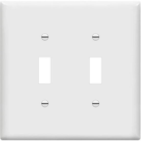 ENERLITES Toggle Light Switch Wall Plate, Gloss Finish, Midway Size 2-Gang, Unbreakable Polycarbonate Thermoplastic, White