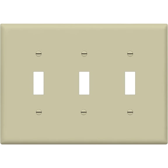 ENERLITES Toggle Light Switch Wall Plate, Gloss Finish, Midway Size 3-Gang, Unbreakable Polycarbonate Thermoplastic, 8813M-I, Ivory