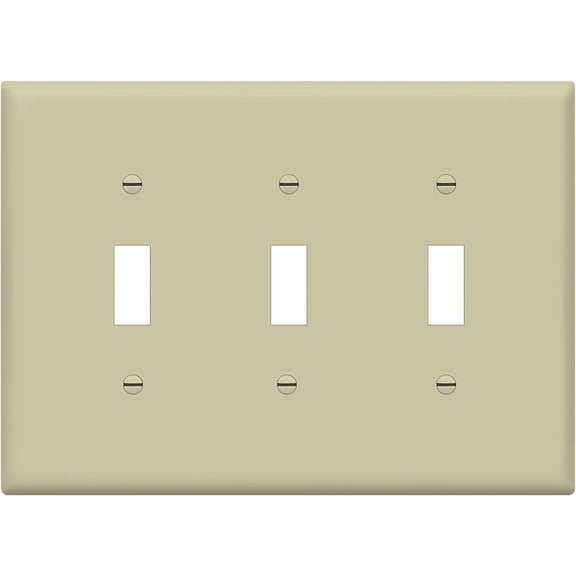 ENERLITES Toggle Light Switch Wall Plate, Gloss Finish, Midway Size 3-Gang, Unbreakable Polycarbonate Thermoplastic, 8813M-I, Ivory