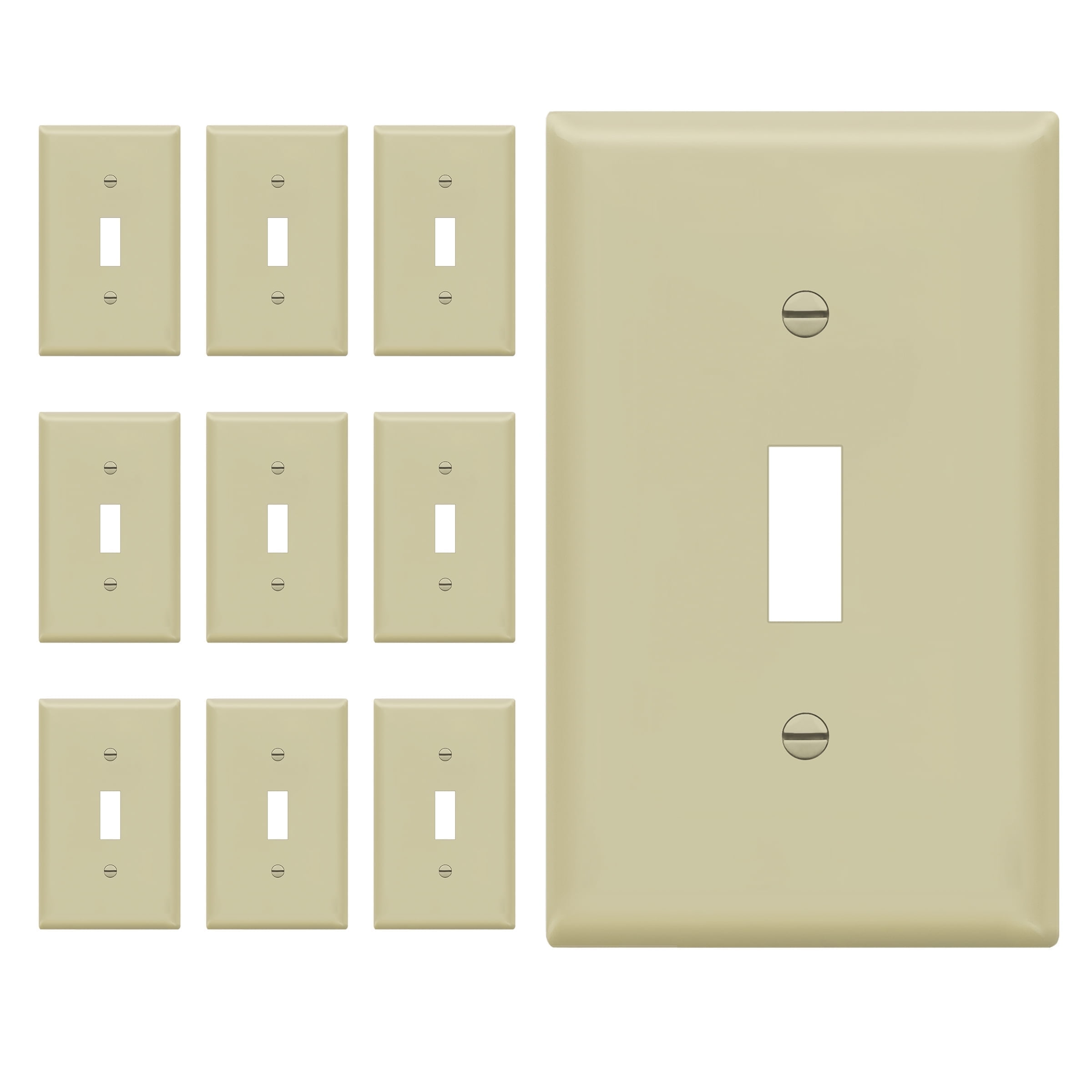 ENERLITES Toggle Light Switch Wall Plate, Gloss Finish, Size 1-Gang 4.50" x 2.76", Unbreakable Polycarbonate Thermoplastic, 8811-I-10PCS, Ivory (10 Pack)