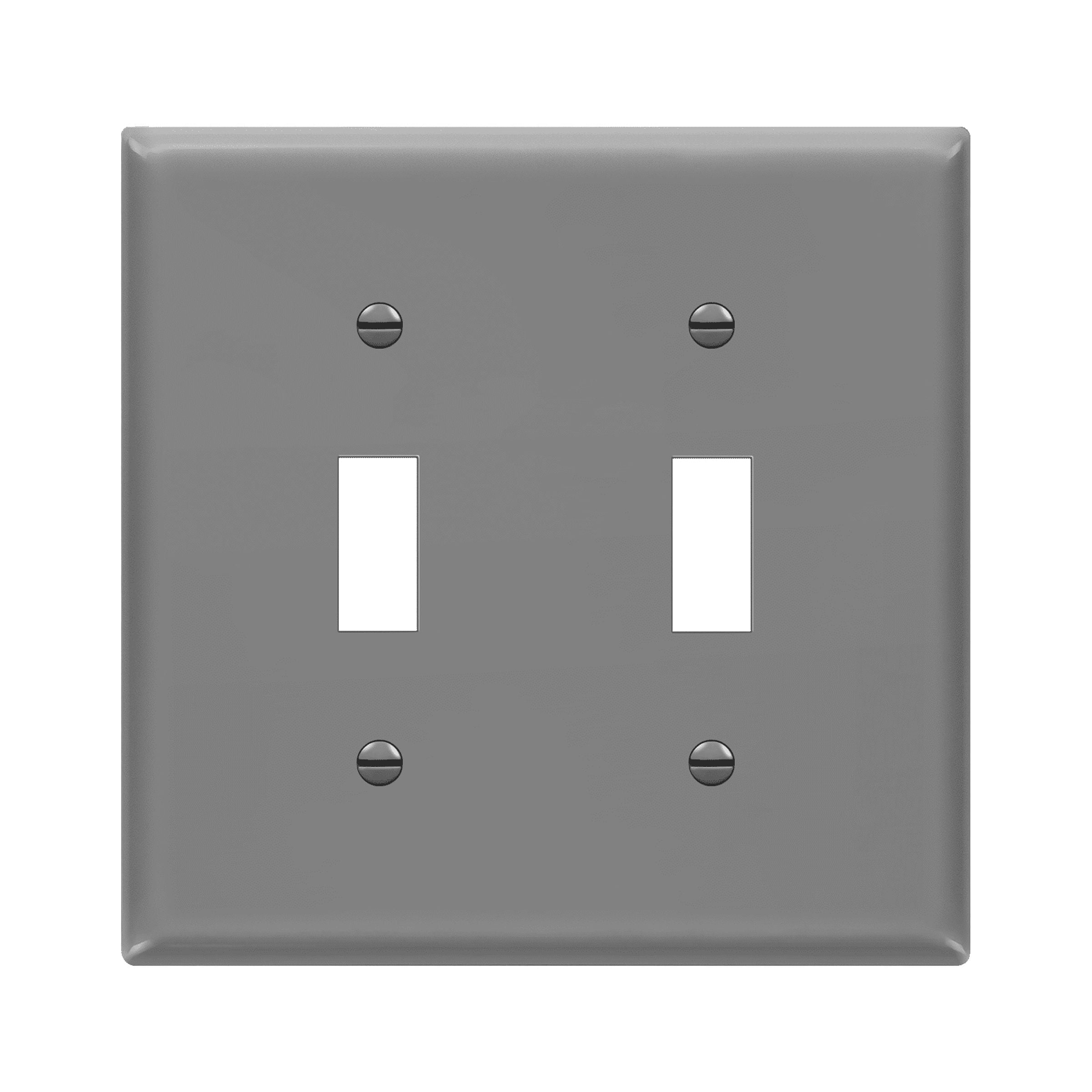Gray 2-Gang Polycarbonate Thermoplastic Toggle Light Switch Wall Plate