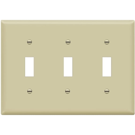ENERLITES Toggle Light Switch Wall Plate, Gloss Finish, Size 3-Gang, Unbreakable Polycarbonate Thermoplastic, 8813-I, Ivory