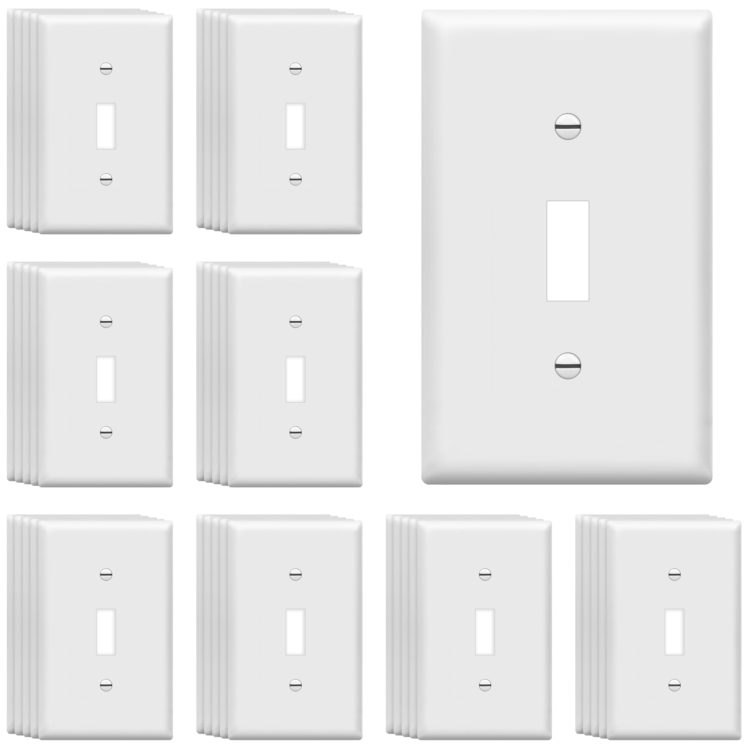 ENERLITES Toggle Light Switch Wall Plate, Gloss Finish, Standard Size 1-Gang, Unbreakable Polycarbonate Thermoplastic, 8811-W-40PCS, White (40 Pack)