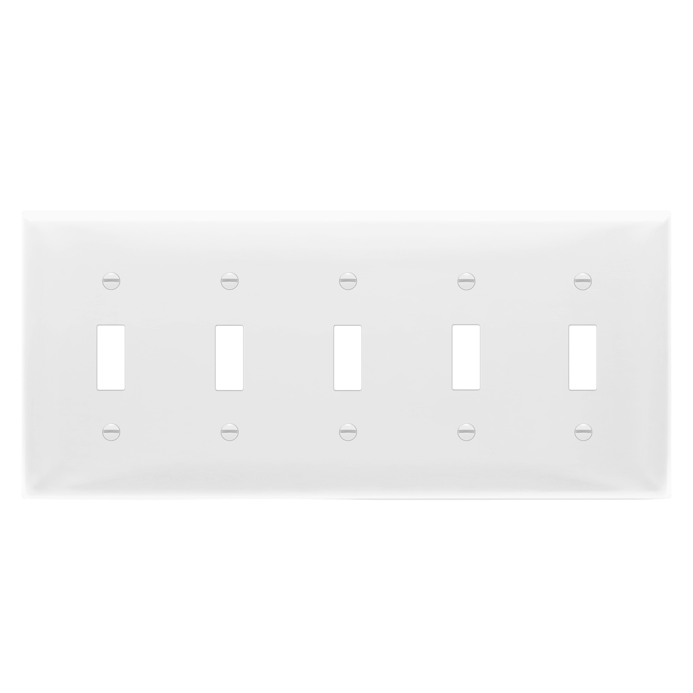 White Gloss Finish Polycarbonate 5-Gang Toggle Switch Wall Plate