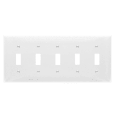 ENERLITES Toggle Light Switch Wall Plate, Gloss Finish, Standard Size 5-Gang, Unbreakable Polycarbonate Thermoplastic, White