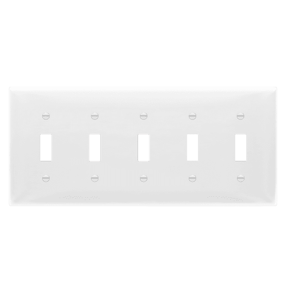 ENERLITES Toggle Light Switch Wall Plate, Gloss Finish, Standard Size 5-Gang, Unbreakable Polycarbonate Thermoplastic, White