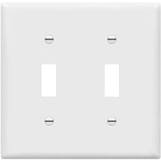 ENERLITES Toggle Light Switch Wall Plate, Glossy Finish, Standard Size 2-Gang, Double Switch Cover, Unbreakable Polycarbonate Thermoplastic, White
