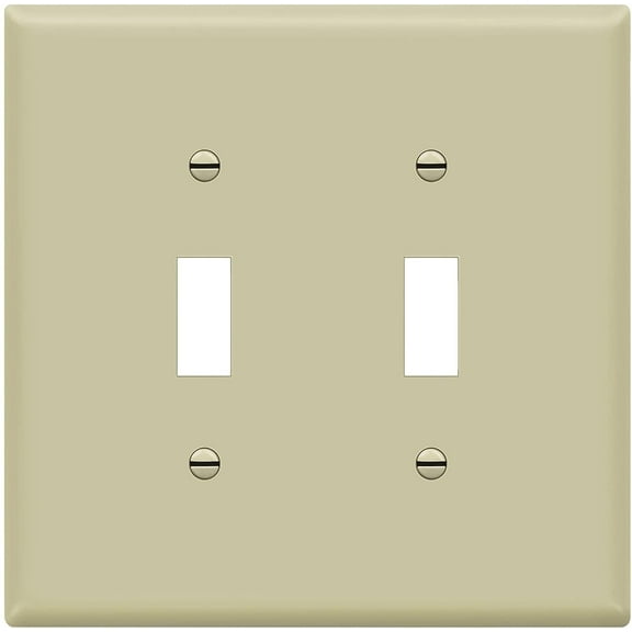 ENERLITES Toggle Light Switch Wall Plate, Standard Size 2-Gang, Unbreakable Polycarbonate Thermoplastic, Ivory