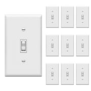 ENERLITES Toggle Light Switch with Wall Plate, 15A Single Pole Electrical Switch, Grounding Screw, Residential Grade, UL Listed,White, 10-Pack