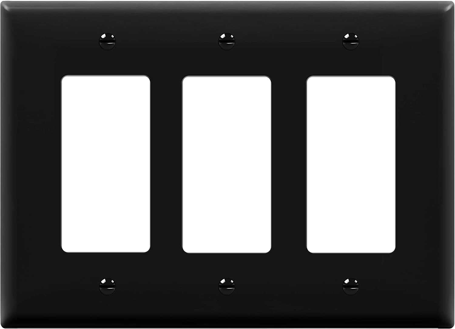Enerlites 8833-LA 3-Gang Decorator/GFCI Rocker Wall Plate Standard Size Unbreakable Polycarbonate Light Almond