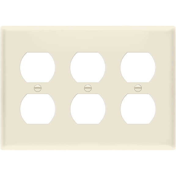 ENERLITES Triple Duplex Wall Plate, Three Gang Electrical Outlet Cover, Gloss Finish, Mid-Size 3-Gang, Unbreakable Polycarbonate Thermoplastic, Light Almond