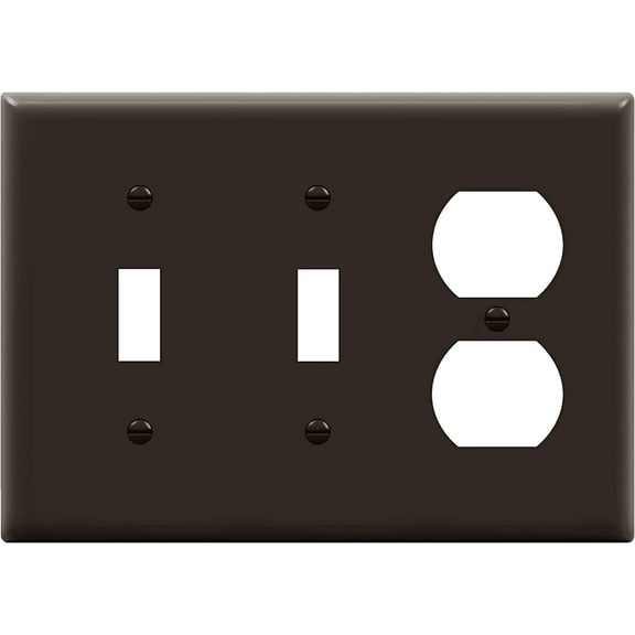 ENERLITES Triple Gang Wall Plate, Double Toggle Switch / Single Duplex Receptacle Cover Plate, Standard Size 3-Gang, Polycarbonate Thermoplastic, Brown