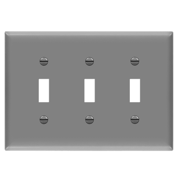 ENERLITES Triple Light Switch Wall Plate, Toggle Switch Plate, 3-Gang Gloss Finish, Mid-Size 4.88" x 6.77", Unbreakable Polycarbonate Thermoplastic, UL Listed, 8813M-GY, Gray