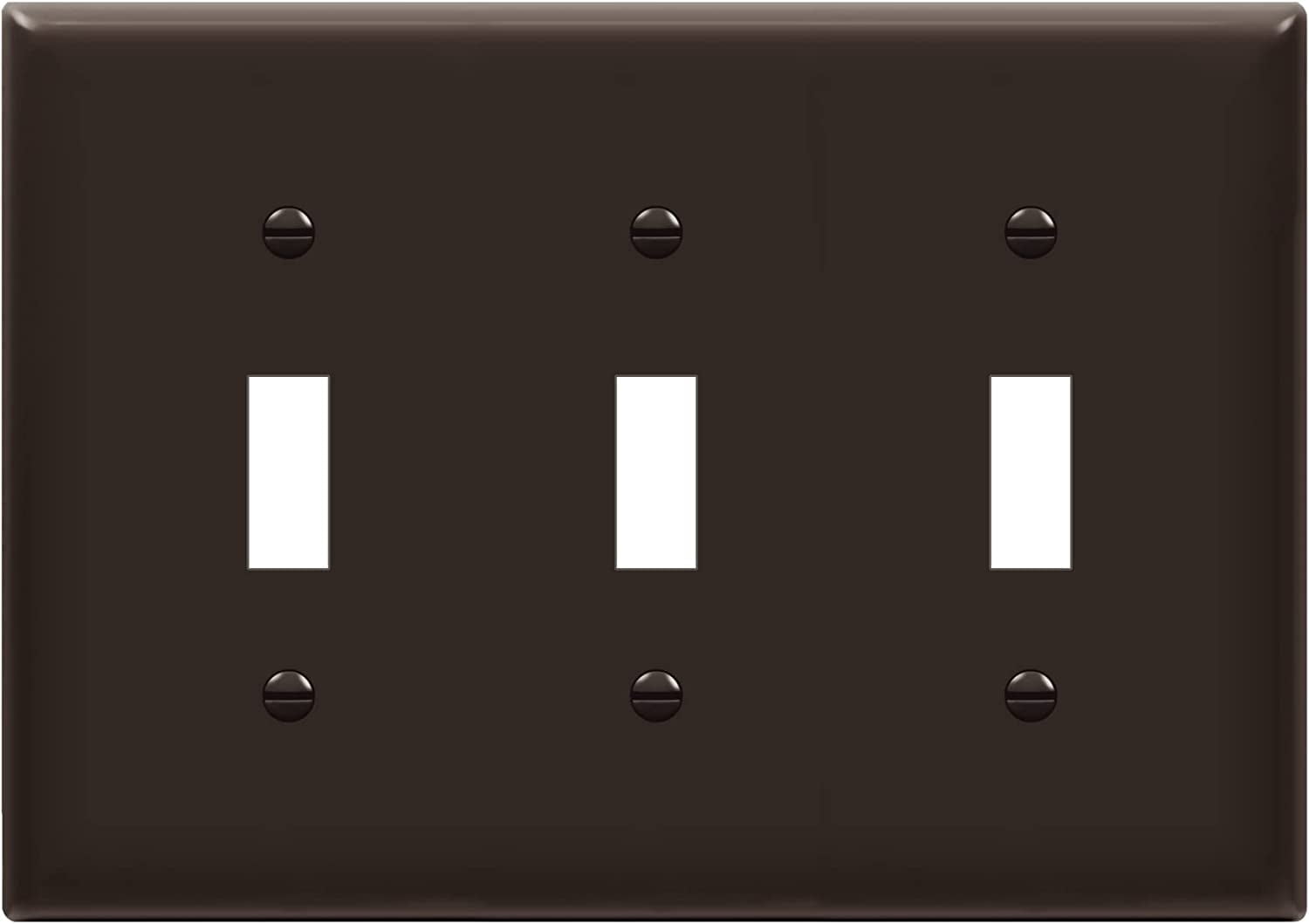 ENERLITES 3-Gang Toggle Switch Plate, 4.50" x 6.38", UL Listed, Brown ...