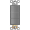 thumbnail image 1 of ENERLITES Triple Paddle Rocker Decorator Switch, Clamp-Type Back Insert, Copper Wires Only, Single Pole, Residential/Commercial Grade, UL Listed, 62755-GY, Gray, 1 of 5