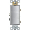 thumbnail image 1 of ENERLITES Triple Paddle Rocker Decorator Switch, Clamp-Type Back Insert, Copper Wires Only, Single Pole, Residential/Commercial Grade,UL Listed, 62755-SV, Silver, 1 of 5