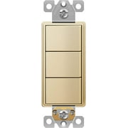 ENERLITES Triple Paddle Rocker Decorator Switch, Single Pole, Residential/Commercial Grade, UL Listed, 62755-GD, Gold