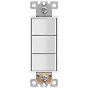 ENERLITES Triple Paddle Rocker Switch, Ground terminal, Clamp-Type Back Insert Wiring, Copper Only, Single Pole, Residential Grade, 15A 120V-277V, 62755-W, White