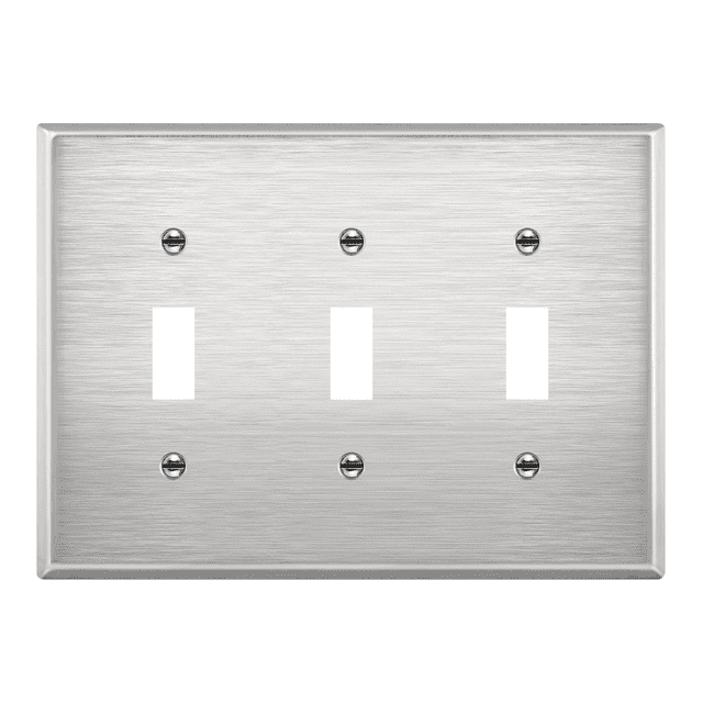 ENERLITES Triple Toggle Light Switch Metal Cover Plate, Stainless Steel