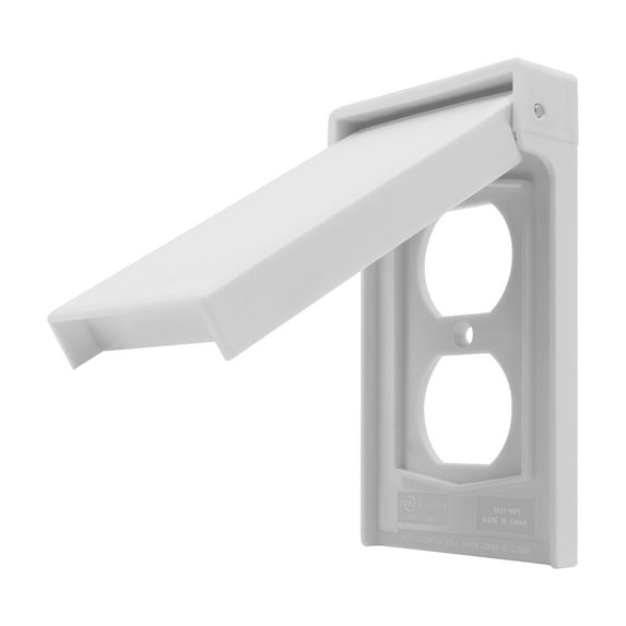 ENERLITES Vertical Duplex Weatherproof Wall Plate, Outdoor Electrical Outlet Cover, Standard Size 1-Gang 4.84” x 2.83”, Thermoplastic, 8821-WPV-W, White