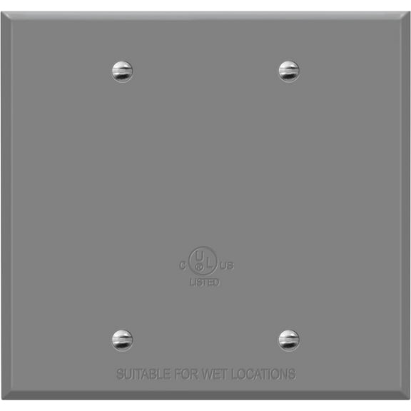 ENERLITES Weatherproof Blank Cover, Blank Metal Wall Plate for Outdoor Use, Corrosion Resistant, Standard Size 2-gang 4.50" x 4.57", Zinc Alloy, 7702-WP, Gray
