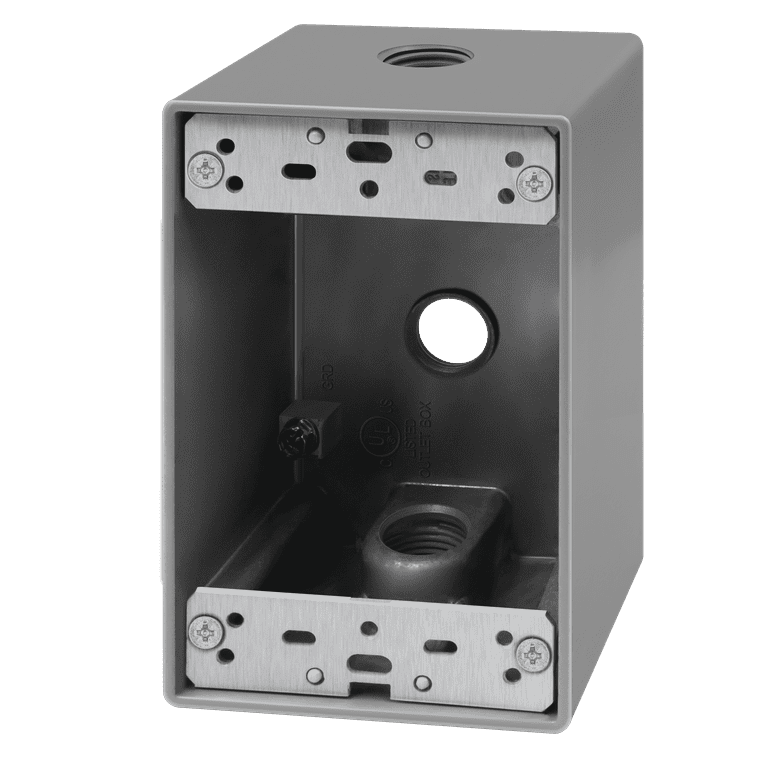 Sealproof 1-Gang 3 Hole 3/4-Inch Weatherproof Rectangular Horizontal Electrical Outlet Box with Three 3/4 Outlet Holes, Single Gang, UL Listed, Bronze Sealproof 1-Gang 3 Hole 3/4-Inch Weatherproof Rectangular Horizontal Electrical Outlet Box with Three 3/4 Outlet Holes, Single Gang, UL Listed, Bronze