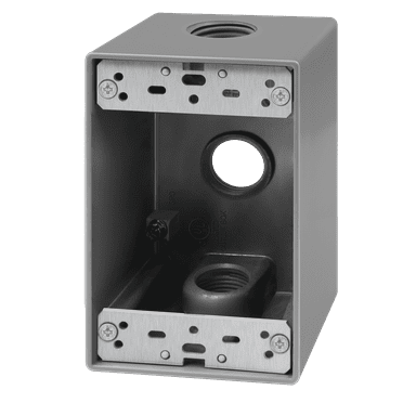 ENERLITES Weatherproof Outlet Box with Three 3/4-in Threaded Outlets, Outdoor Electrical Box, 3 Holes 0.75” Each, 1-Gang, 4.57” Height x 2.83” Length x 2.05” Depth, EN1375