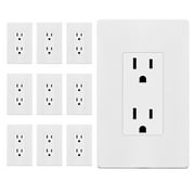 ENERLITES White Decorator Receptacle with Screwless Wall Plate, Standard Electrical Wall Outlet, 15A 125V, Self-Grounding, 2-Pole, 3-Wire, 5-15R, UL Listed, 61502-WSID, 10 Pack, Non Tamper Resistant