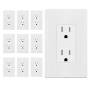 ENERLITES White Decorator Receptacle with Screwless Wall Plate, Tamper Residential Grade Wall Outlet, 15A 125V, Self-Grounding, 2-Pole, 3-Wire, 5-15R, UL Listed, 61502-TR-WSID, 10 Pack