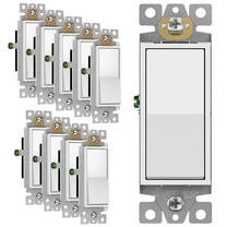ENERLITES Decorator Rocker Light Switch, Single Pole, 3 Wire, Grounding Screw, 15A 120V/277V, UL Listed, White, 91150-W-10PCS (10 Pack)