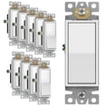 thumbnail image 1 of ENERLITES Decorator Rocker Light Switch, Single Pole, 3 Wire, Grounding Screw, 15A 120V/277V, UL Listed, White, 91150-W-10PCS (10 Pack), 1 of 5
