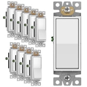 ENERLITES Decorator Rocker Light Switch, Single Pole, 3 Wire, Grounding Screw, 15A 120V/277V, UL Listed, White, 91150-W-10PCS (10 Pack)