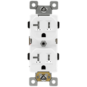 ENERLITES, White Duplex Receptacle, Tamper-Resistant, Commercial Grade Outlet, 3-Wire, Self-Grounding, 2-Pole, 20A 125V, UL Listed, 62040-TR-W