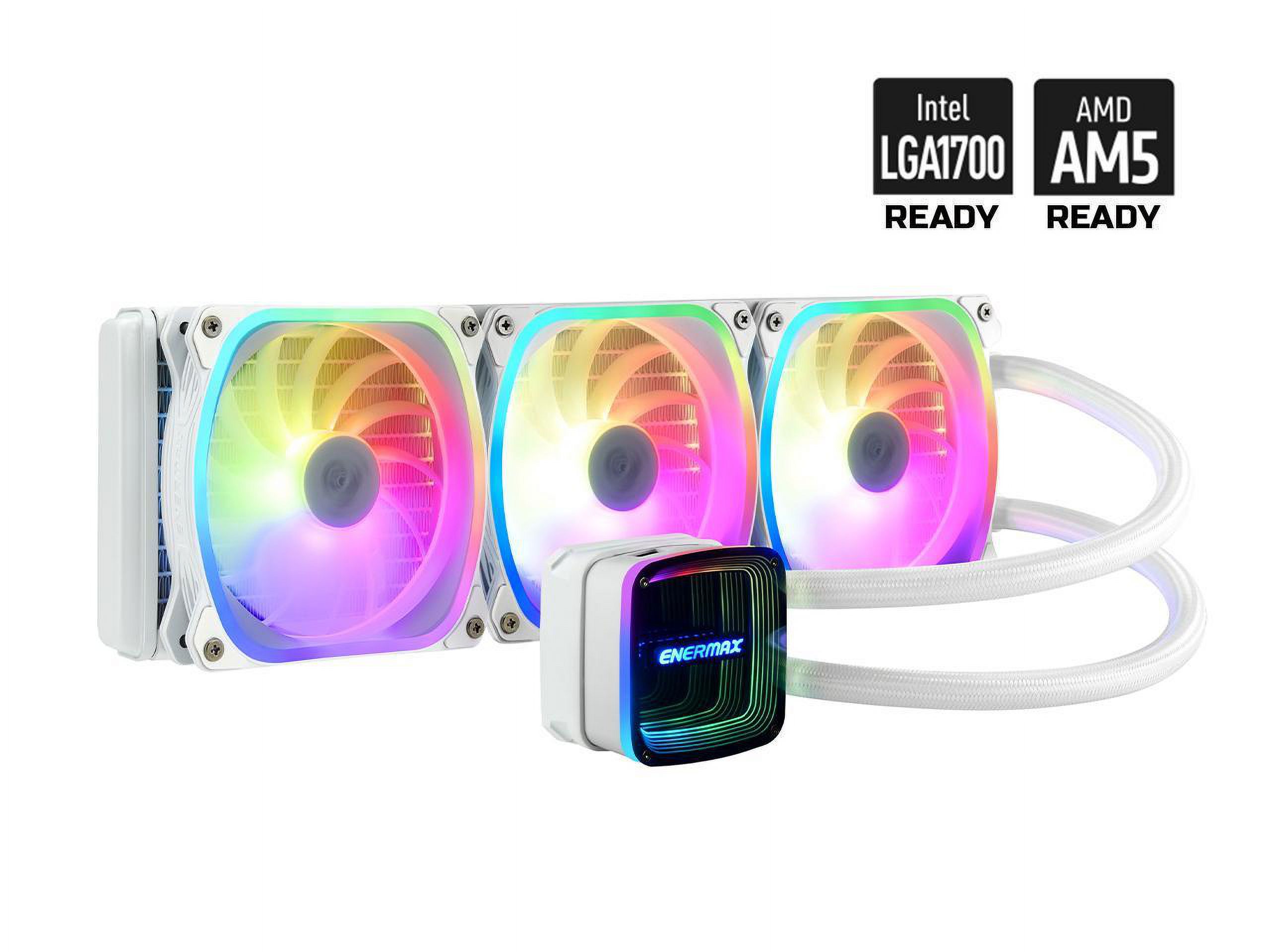 ENERMAX AQUAFUSION ADV 360 ARGB CPU Liquid Cooler White, 360mm Radiator ...