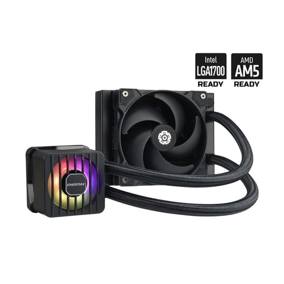 ENERMAX LIQMAXFLO SR 120 ARGB AIO CPU Liquid Cooler - 60mm VRM Fan up to 3000 RPM, PWM-Controlled Pump, 120mm Radiator, Pressure-Optimized Silent Flow 120mm FDB Fan up to 1800 RPM, 300W TDP - AMD AM5