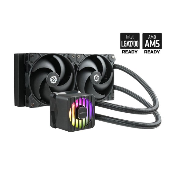 ENERMAX LIQMAXFLO SR 240 ARGB AIO CPU Liquid Cooler - 60mm VRM Fan up to 3000 RPM, PWM-Controlled Pump, 240mm Radiator, Dual Pressure-Optimized Silent Flow 120mm FDB Fans up to 1800 RPM, 350W TDP -