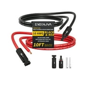 ENERNOVA 10AWG 10FT Solar Extension Cable (10FeeT Black + 10FeeT Red) Male to Female Solar Panel Wire, 10 Gauge Pure Copper Extension Cord for Home, Ship and RV Solar Panels