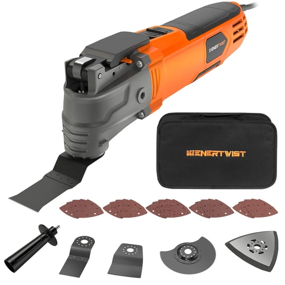 ENERTWIST Oscillating Tool, 4.2 Amp Oscillating Multitool Kit with 5 Oscillation Angle, 6 Variable Speed, 31pcs Saw Accessories, Auxiliary Handle and Carrying Bag, ET-OM-500
